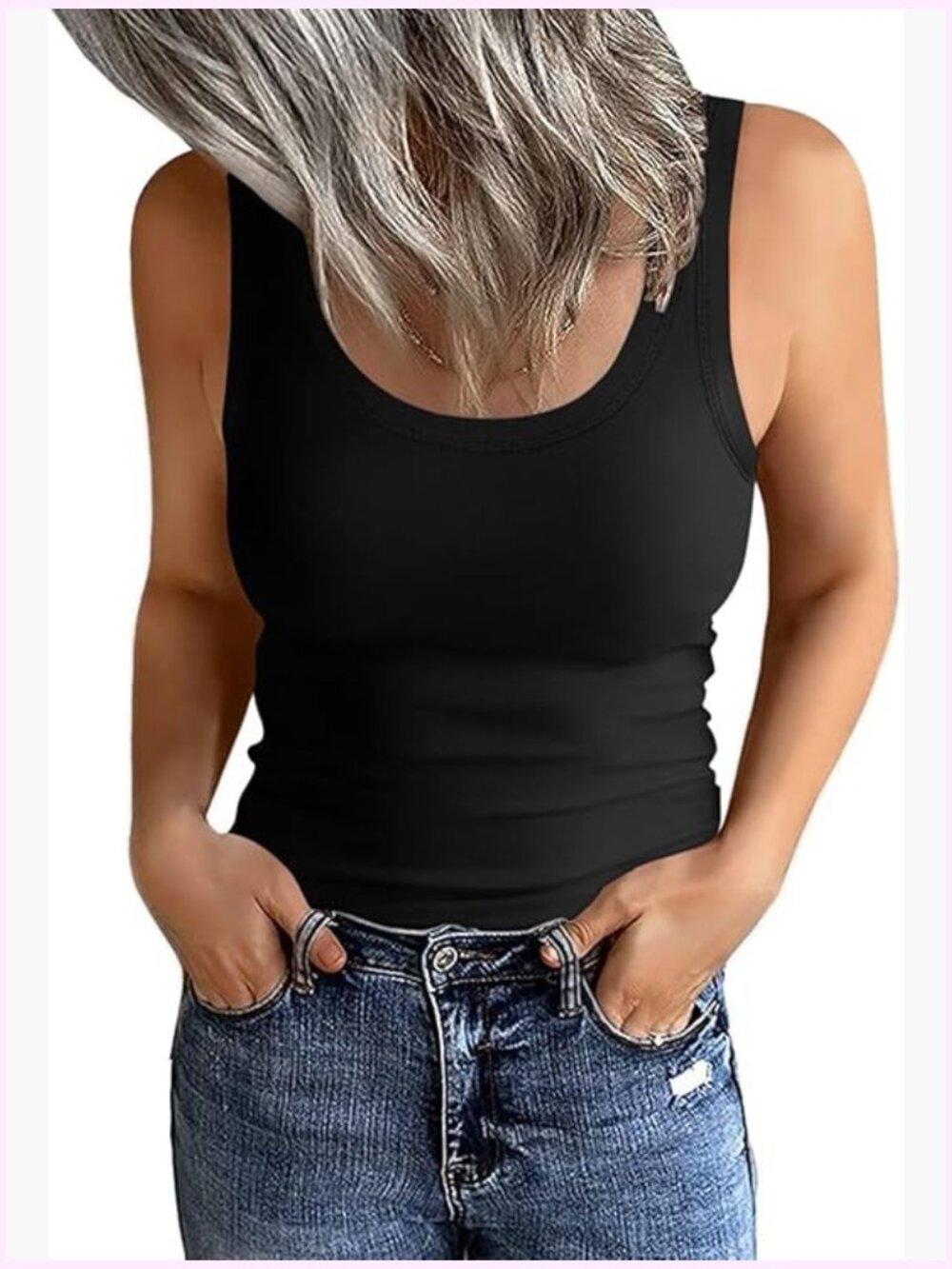 Cotton Scoop Neck Tank Top Sleeveless Cami Slim Fit Y2K